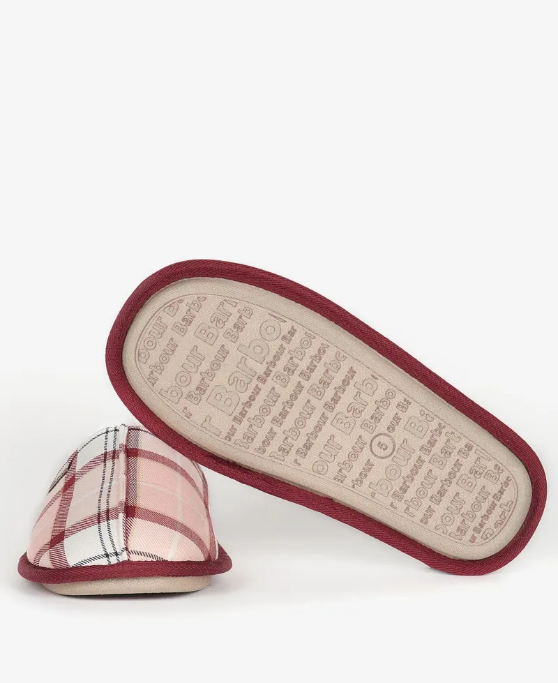 Barbour Maddie Slipper in Red and Pink Check-3